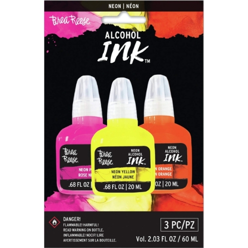 Picture of Brea Reese Pigment Neon Alcohol Inks Σετ Μελάνια Οινοπνεύματος 20ml - Neon Pink, Neon Yellow, Neon Orange