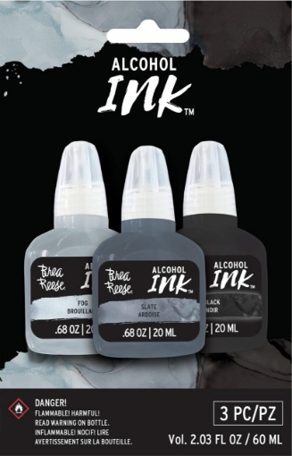 Picture of Brea Reese Pigment Alcohol Inks Set Μελάνια Οινοπνεύματος 20ml - Fog, Slate, Black