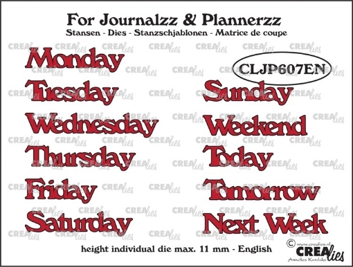 Picture of Crealies For Journalzz & Plannerzz Dies Μήτρες Κοπής - Weekdays EN , 11τεμ.