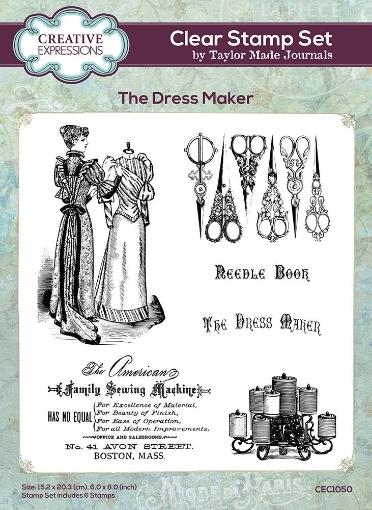 Picture of Creative Expressions Taylor Made Journals Clear Stamp Set Διάφανες Σφραγίδες - The Dress Maker, 6τεμ.