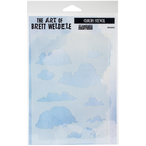 Picture of Brett Weldele Στένσιλ 6.5"x4.5" – Clouds Mixed Media Background