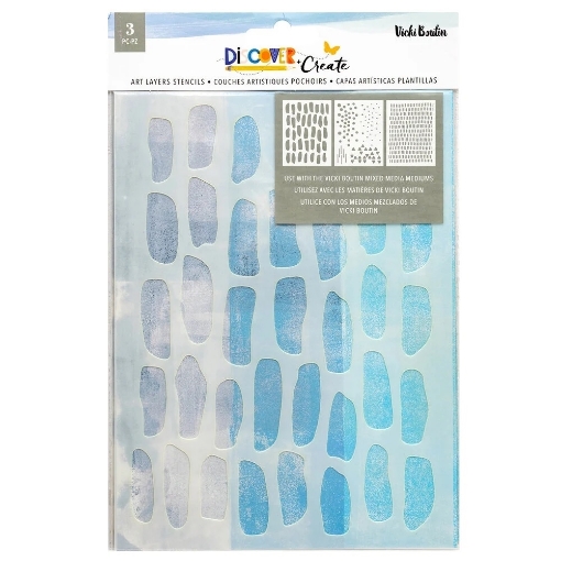 Picture of American Crafts Vicki Boutin Σετ με Στένσιλ - Discover + Create, Art Layers, 3τεμ.