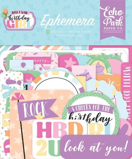 Picture of Echo Park Διακοσμητικά Cardstock Εφήμερα - Make A Wish Birthday Girl, 34τεμ.