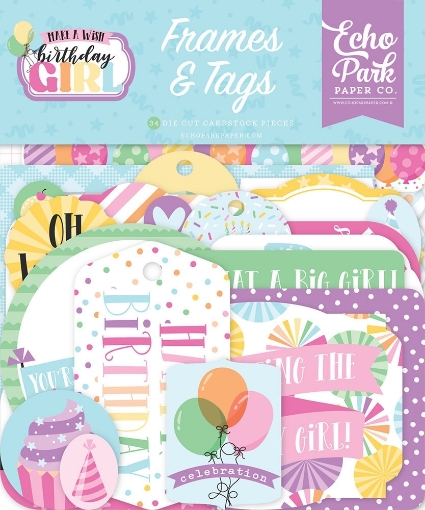 Picture of Echo Park Cardstock Εφήμερα Frames & Tags | Make A Wish Birthday Girl, 34τεμ.