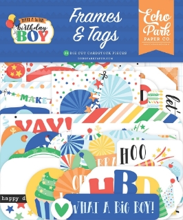 Picture of Echo Park Cardstock Ephemera Frames & Tags -| Make A Wish Birthday Boy, 34 Pieces