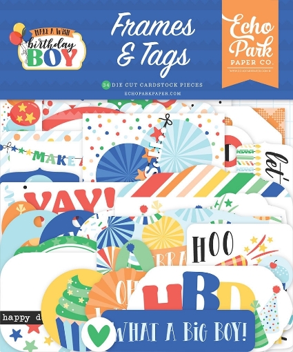 Picture of Echo Park Διακοσμητικά Cardstock Εφήμερα - Make A Wish Birthday Boy, Frames and Tags, 34τεμ.