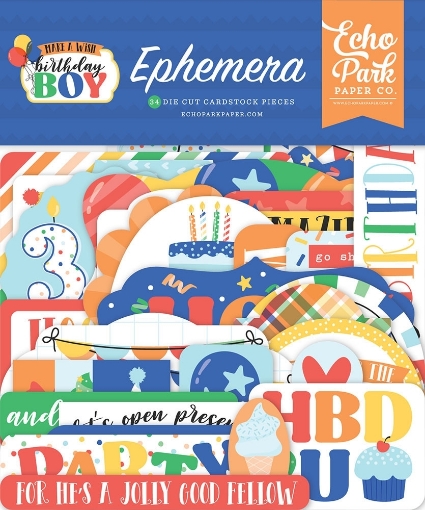 Picture of Echo Park Διακοσμητικά Cardstock Εφήμερα - Make A Wish Birthday Boy, 34τεμ.