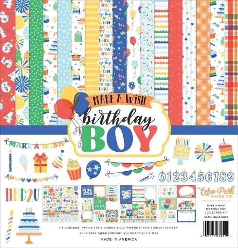 Picture of Echo Park Συλλογή Χαρτιών Scrapbooking Διπλής Όψης 12” x 12” | Make A Wish Birthday Boy