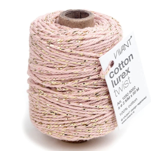 Picture of Vivant Cotton Lurex Cord Στριμμένο Νήμα - Marble Rose, 50m