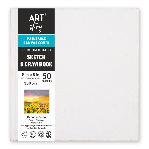 Picture of Little Birdie Customizable Canvas Cover Sketch & Draw Book - Σκληρόδετο Sketchbook με Εξώφυλλο από Καμβά 8x8 inch, 50 φύλλων