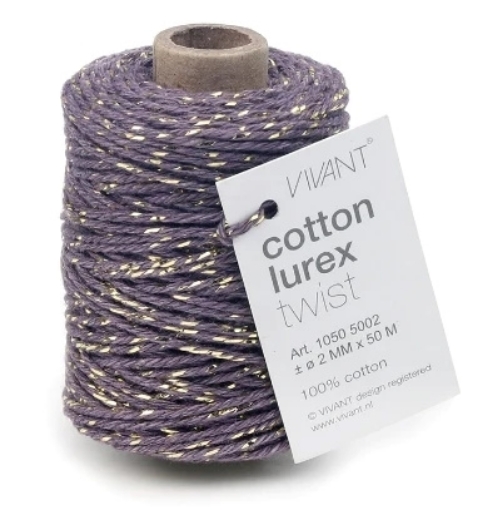 Picture of Vivant Cotton Lurex Cord – Στριμμένο Νήμα Χειροτεχνίας Aubergine με Lurex, 50m