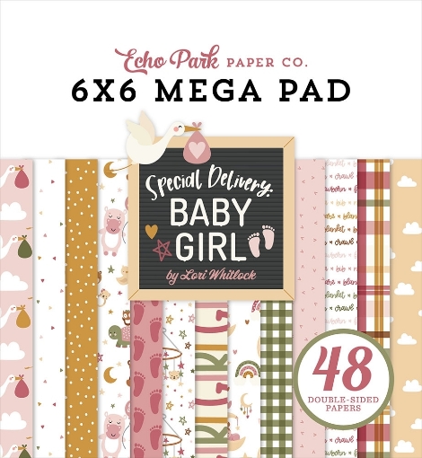 Picture of Echo Park Mega Μπλοκ Scrapbooking Διπλής Όψης 6"X6" - Special Delivery Baby Girl