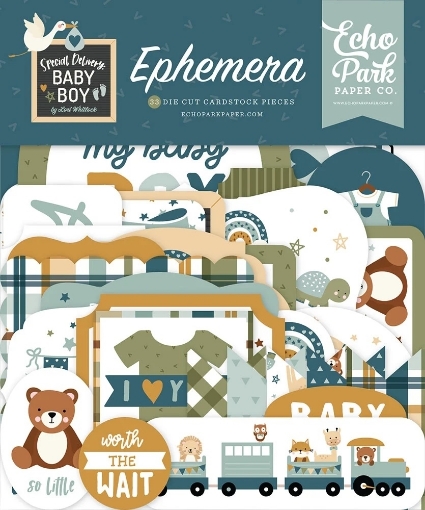 Picture of Echo Park Cardstock Ephemera | Διακοσμητικά Εφήμερα Special Delivery Baby Boy, 33τεμ.