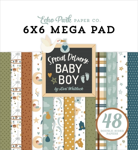 Picture of Echo Park Mega Μπλοκ Scrapbooking Διπλής Όψης 6"X6" - Special Delivery Baby Boy 