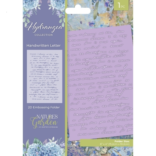 Picture of Crafter’s Companion Nature’s Garden Hydrangea Handwritten Letter | 2D Embossing Folder