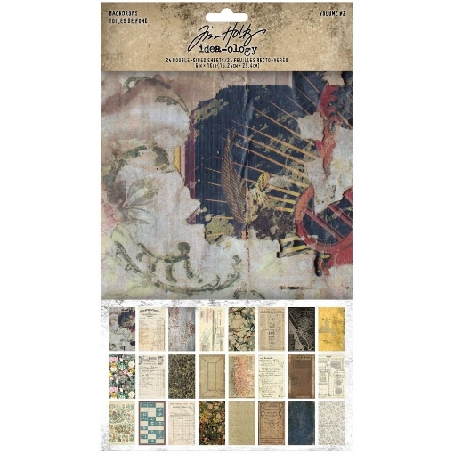 Picture of Tim Holtz Idea-Ology Backdrops Volume 2 | Χαρτιά Cardstock Διπλής Όψης, 24 Φύλλα