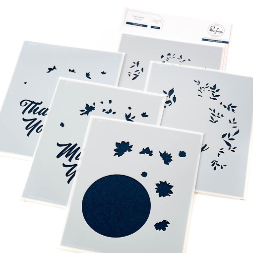 Picture of Pinkfresh Studio Layering Stencils | Σετ Στένσιλ με Floral Στεφάνι- Circle Florals, 5 τεμ.