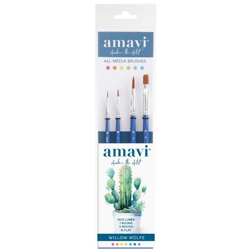 Picture of Willow Wolfe Amavi Artist Essentials Brush Set Πινέλα - Σετ 2: Liner, Rounds, Flat, 4τεμ.