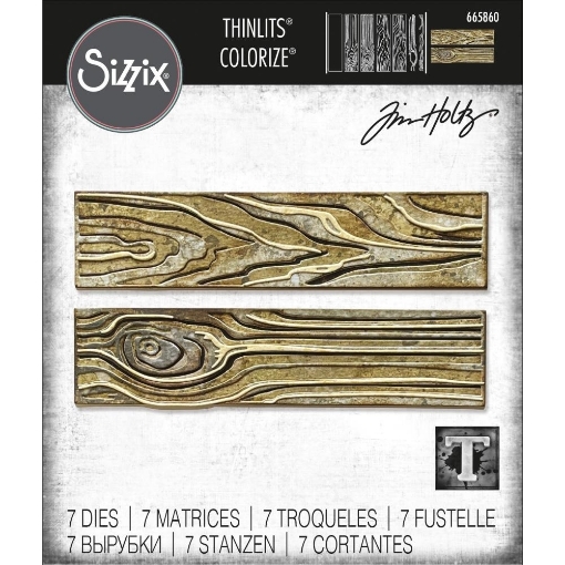 Picture of Sizzix Thinlits Dies Colorize By Tim Holtz Μήτρες Κοπής - Woodgrain, 7τεμ.