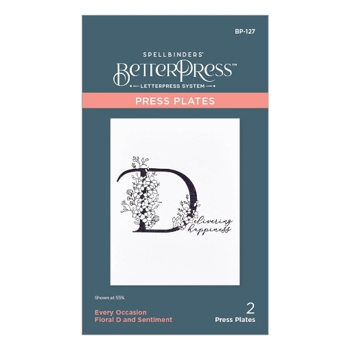 Picture of Spellbinders BetterPress Letterpress Press Plate - Every Occasion Floral, D and Sentiment