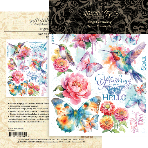Picture of Graphic 45 Rub-On Φύλλα Μεταφοράς Εικόνας 6" x 8" - Flight Of Fancy, 2τεμ.