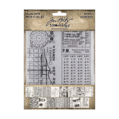 Picture of Tim Holtz Idea-Ology Collage Papers – Paper Archives, Χαρτιά Κολάζ 5"x6", 30τεμ. 