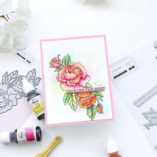 Picture of Pinkfresh Letterpress & Hot Foil Press Plate - Μήτρες Κοπής και Χρυσοτυπίας - Beautiful Roses, 2τεμ