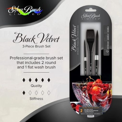 Picture of Silver Black Velvet Basic Watercolor Set WC-3201S | Σετ Επαγγελματικών Πινέλων Ακουαρέλας (3 τεμ.)
