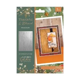 Picture of Crafter’s Companion Nature’s Garden Thankful & Blessed Wood Bark | 3D Embossing Folder
