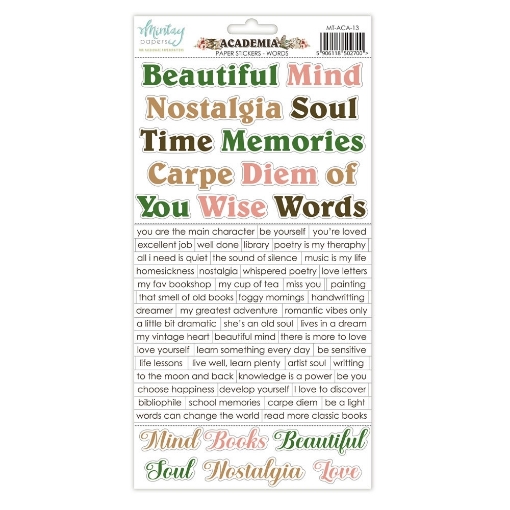 Picture of Mintay Paper Stickers Words | Sentiment & Word Stickers - Academia, 67pcs