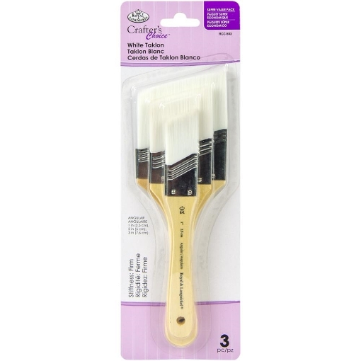 Picture of Royal & Langnickel Crafter’s Choice | Σετ Πινέλων White Taklon Angular Value Pack, 3 τεμ.