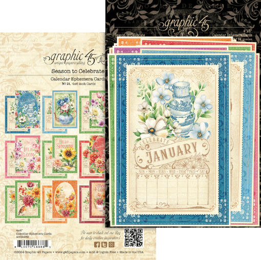 Picture of Graphic 45 Season to Celebrate Calendar Ephemera Cards – Κάρτες Ημερολογίου, 24τεμ.