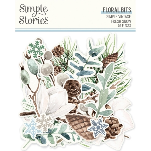Picture of Simple Stories Διακοσμητικά Εφήμερα - Simple Vintage Fresh Snow, Floral Bits, 57τεμ.