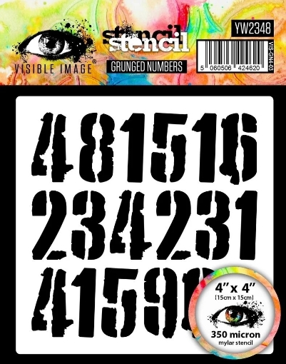 Picture of Visible Image Στένσιλ 6" x 6" - Grunged Numbers