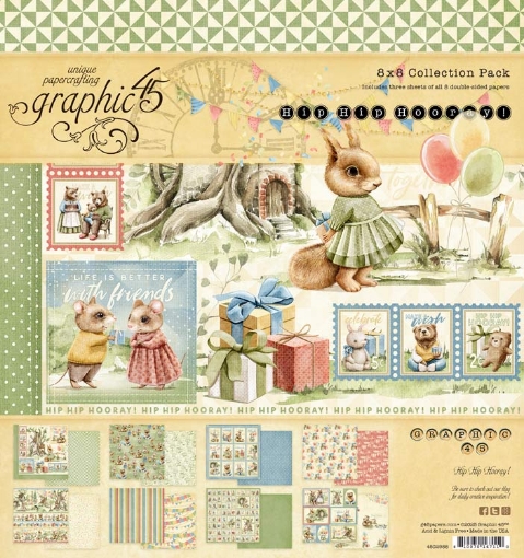 Picture of Graphic 45 Συλλογή Scrapbooking Διπλής Όψης 8" x 8" - Hip Hip Hooray