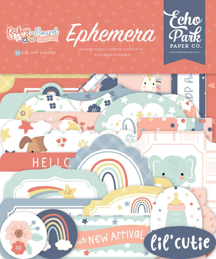 Picture of Echo Park Cardstock Ephemera | Διακοσμητικά Εφήμερα Baby On Board, It’s A Girl, 33τεμ.