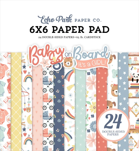 Picture of Echo Park Μπλοκ Scrapbooking Διπλής Όψης 6'' x 6'' - Baby On Board, It's A Girl