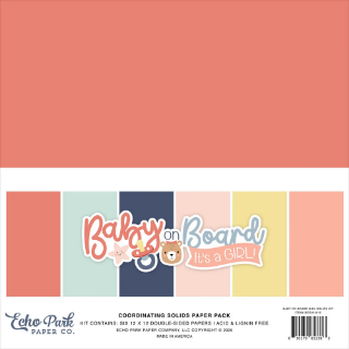 Picture of Echo Park Coordinating Solids Paper Pack 12"x12" | Μονόχρωμα Φύλλα Baby On Board, It’s A Girl