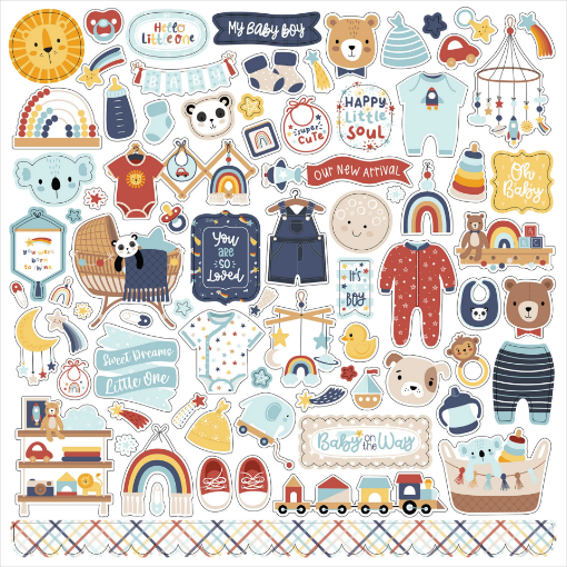 Picture of Echo Park Αυτοκόλλητα Cardstock 12” x 12” | Baby On Board, It’s A Boy, Elements