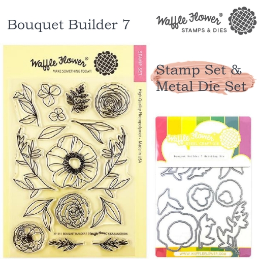 Picture of Waffle Flower Crafts Σετ Διάφανες Σφραγίδες & Μήτρες Κοπής – Bouquet Builder 7, 32τεμ