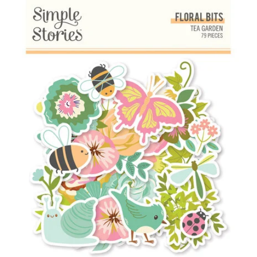 Picture of Simple Stories Χάρτινα Διακοσμητικά Εφήμερα - Tea Garden, Floral Bits & Pieces, 78τεμ 
