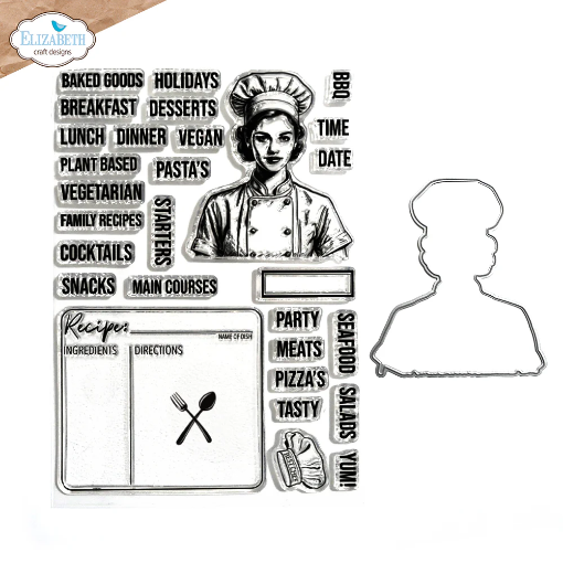 Picture of Elizabeth Craft Designs Planner Essentials Craft Lab Σετ Διάφανες Σφραγίδες και Μήτρες Κοπής - Let's Cook, 31τεμ.
