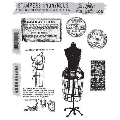 Picture of Stampers Anonymous Tim Holtz Cling Σφραγίδες 7" X 8.5" - Haberdashery, 7τεμ.