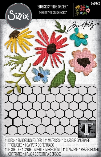 Picture of Sizzix Σετ με 2D Texture Fades (Μήτρα Για Ανάγλυφα) και Thinlits Μήτρες Κοπής by Tim Holtz - Vault Side-Order Floristry, 12τεμ.