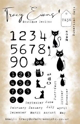 Picture of Tracy Evans Boutique Designs Διάφανες Σφραγίδες A5 - Numerical Cats, 45τεμ. 