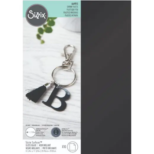 Picture of Sizzix Surfacez Gloss Shrink Plastic 8.25"x11.75" - Φύλλα Πλαστικό που Συρρικνώνεται - Black, 10τεμ. 