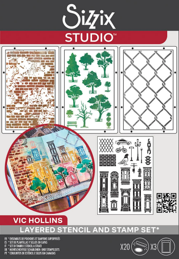 Picture of Sizzix Studio Σετ Σφραγίδες και Στένσιλ της Vic Hollins - City Life, 23τεμ.