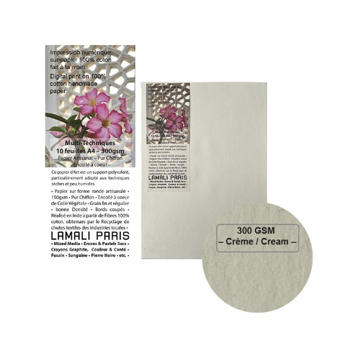 Picture of Lamali Multi-Techniques Χειροποίητο Χαρτί 100% Βαμβάκι A4 - Λευκό, 10 φυλλα, 300gsm