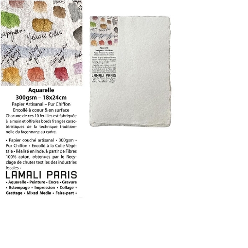 Picture of Lamali Aquarelle Χειροποίητο Χαρτί 100% Βαμβάκι 18 x 24 cm - Λευκό, 10 φυλλα, 300gsm