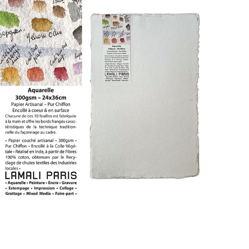 Picture of Lamali Aquarelle Χειροποίητο Χαρτί 100% Βαμβάκι 24 x 36 cm - Λευκό, 10 φυλλα, 300gsm